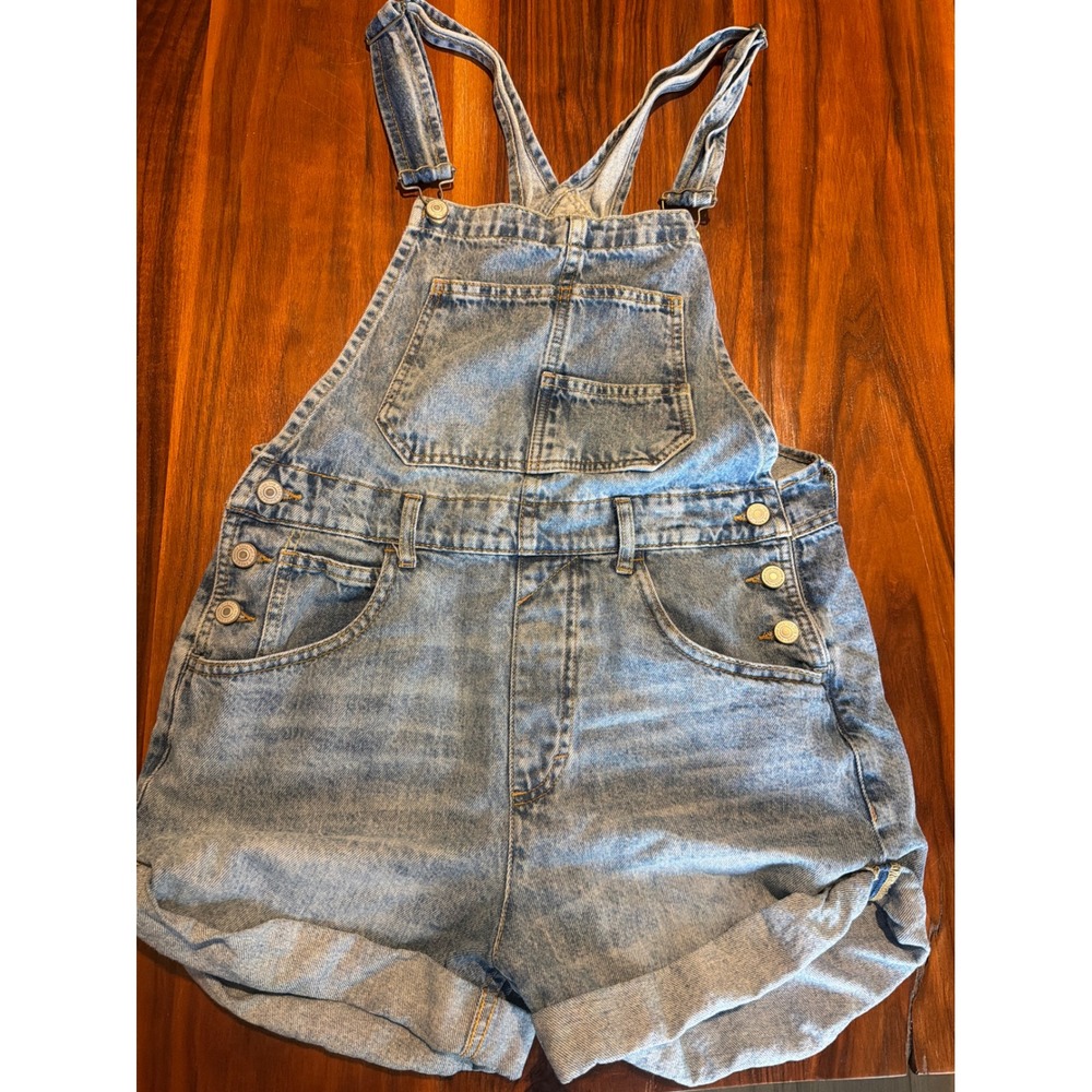 We The Free Free People Denim Shortalls Light Wash Blue Overalls Womens Small